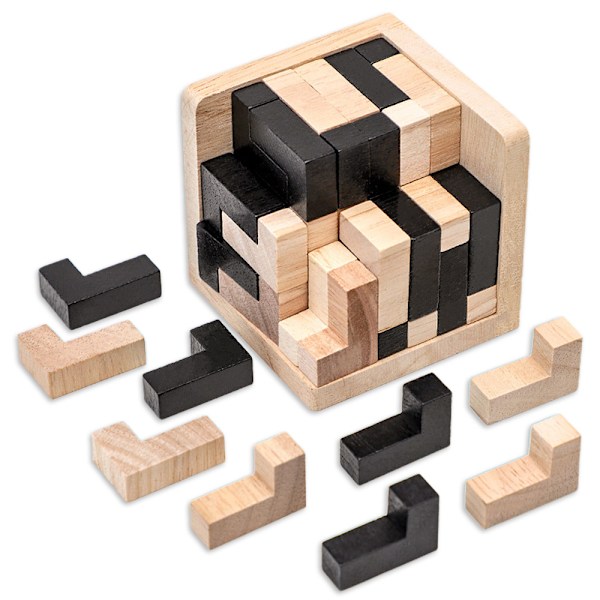 3D-puzzlet puuta, kuutio, lasten ja aikuisten aivopuzzle, ratkaise