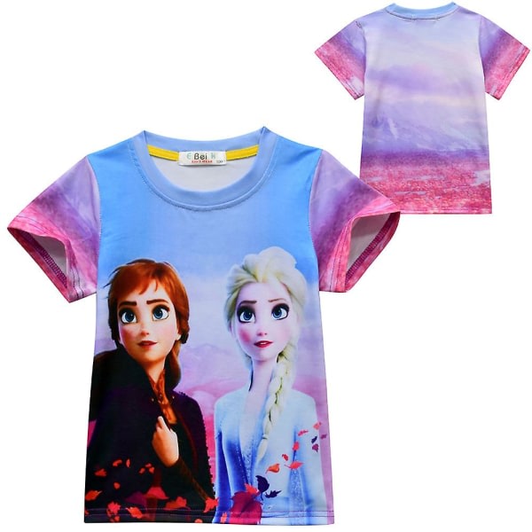 Tyttöjen Frozen Princess Print Lyhythihainen T-paita T-paidat 6-7 vuotta