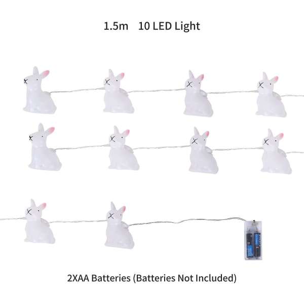 Fairy Lights, Easter Bunny Fairy Lights - 10 lämmintä valkoista LEDiä