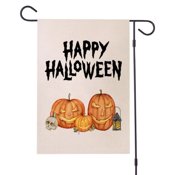 Happy Halloween Hagebanner 12" x 18" Vertikalt dobbeltsidig høstgresskarspøkelseskatt Liten Halloween-banner Jute B-012 12" x 18"