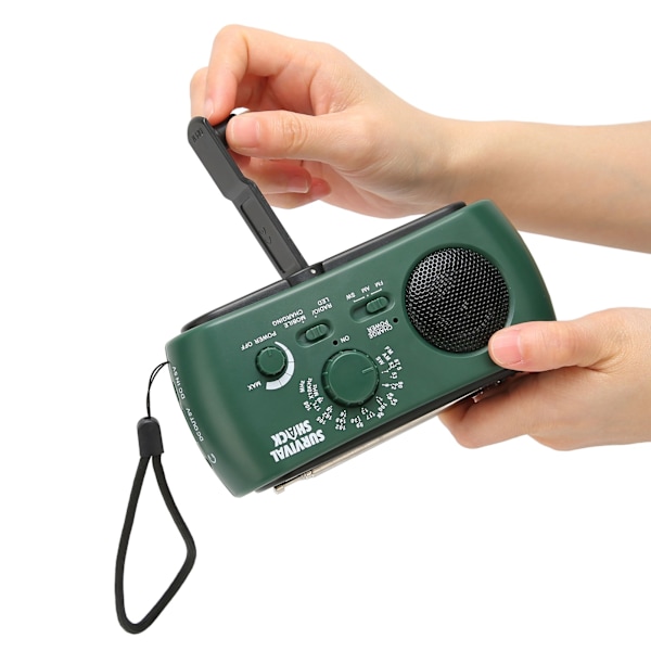 Håndsving Radio Bærbar Praktisk LED Lommelygte Udendørs Multibånd AM/FM/SW Solenergi Håndsving Vejrradio- W