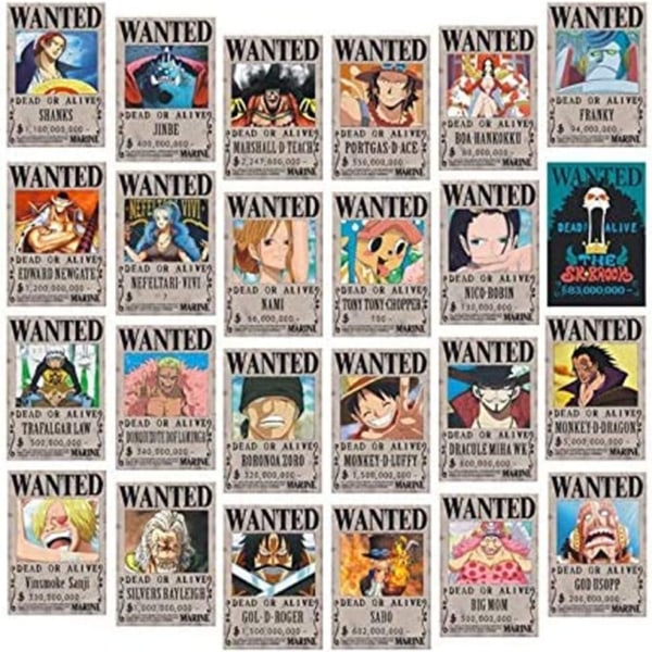 REAL-LISTIC One Piece Wanted Poster 28,5cm×19,5cm, ny version