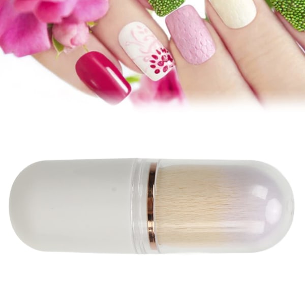 Neglestøv rensebørste, udtrækkelig ergonomisk syntetisk fiber neglekunst blush støvbørste til manicure (hvid)