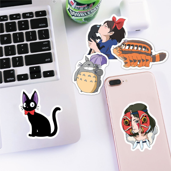 Studio Ghibli Stickers Set, 100st Vinly Vattentät Anime Stickers For Laptop Skateboard Vattenflaska For Barn Vuxna