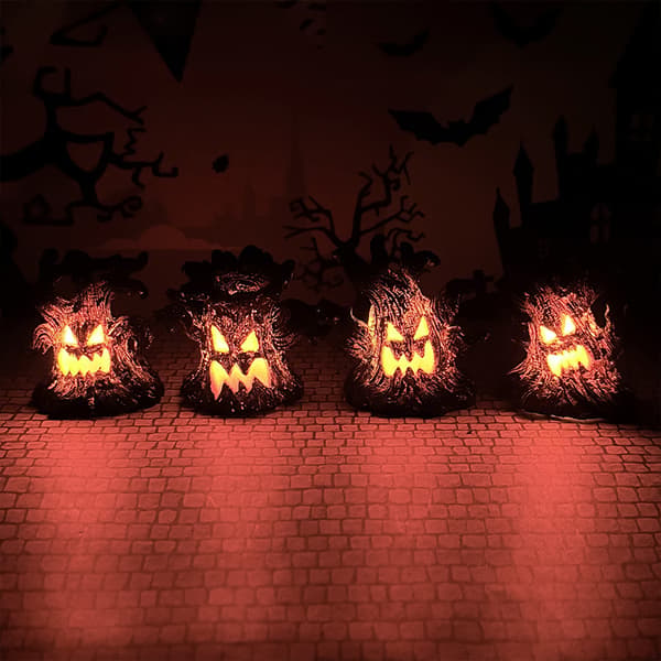 Lysende harpiks træånd Halloween-dekoration, LED-lysende bordpynt til uhyggelig julegave A