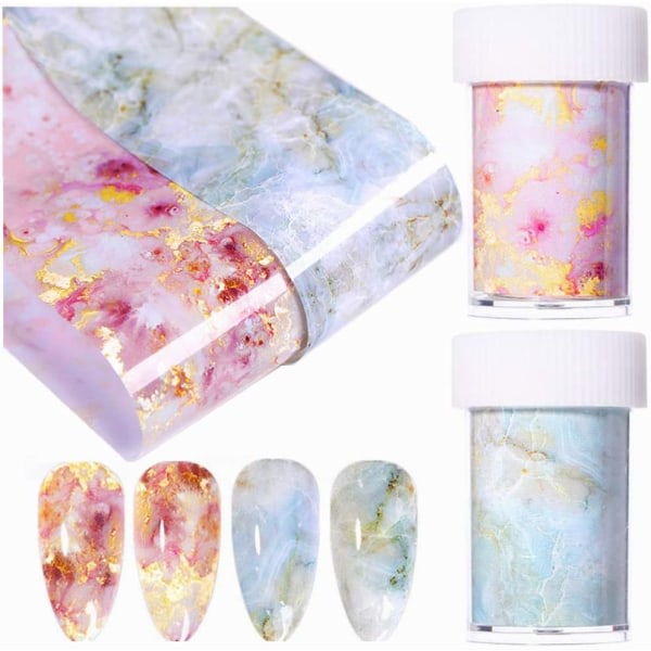 2 Rolls Marble Series Nail Foils Nail Art Transfer Stickers Psychedelic Sky Series Nageldekoration