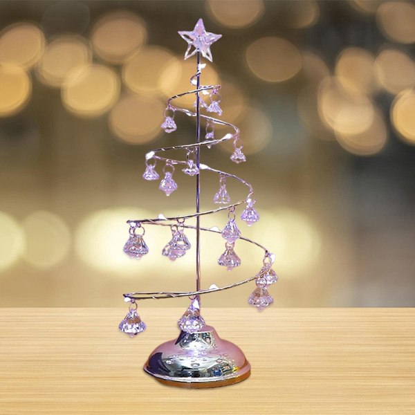 Juletrelampe, skrivebordsdekorasjoner i krystall med LED-lys