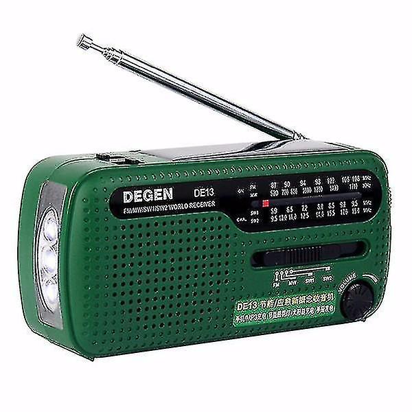 Degen De13 Kannettava FM MW SW Manuaalinen kampi Dynamo World Radiovastaanotin