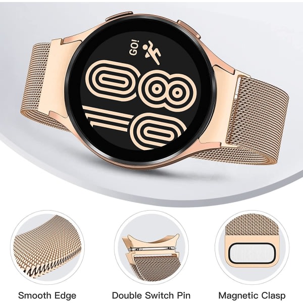Metallrem kompatibel med Samsung Galaxy Watch 4 (40/44mm)/ watch 4 Classic (42/46mm)/ watch 5 (40/44mm)/ watch 5 Pro (45mm), 20mm rostfritt stål Magn