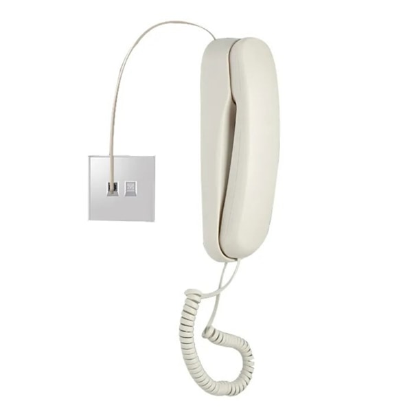 Vægtelefon med ledning, Slim Trimline-telefon til hoteller, Vægsættelefon til hjemmet/badeværelset/skolen/kontoret White 0.2