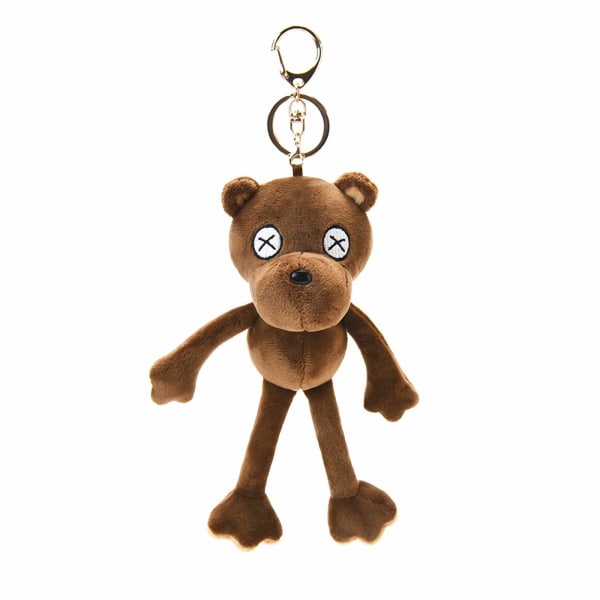 Dyre-plys nøglering sødt udstoppet legetøj og interessant rygsæk dukkevedhæng til børn eller venner (ærtebjørnebrun 2-pak)