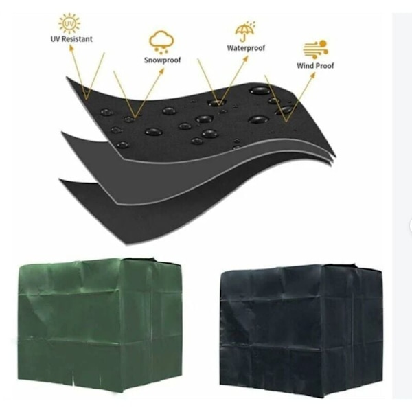 Vanntankbeskyttelse, IBC-tankbeskyttelse for 1000L tank, Vanntankbeholder beskyttende trekk, Støv-UV-Regnbeskyttelse, 120x100x116cm (Grønn)