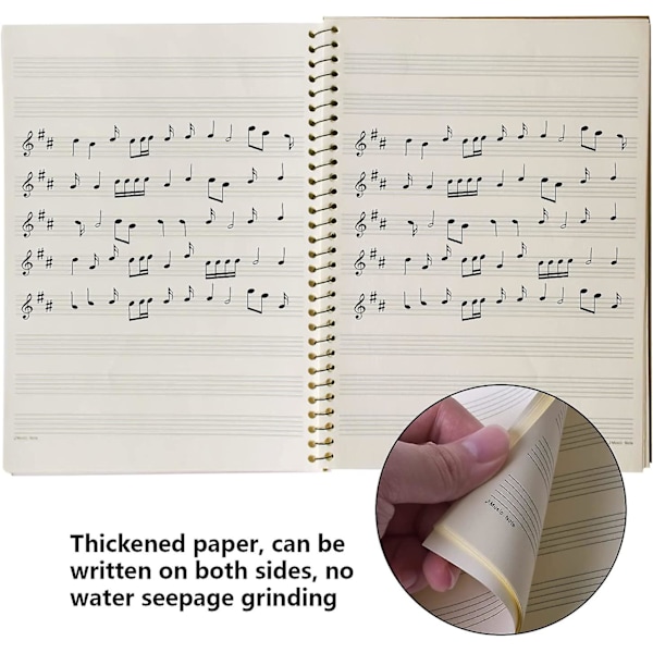 Musik Notebook Original Inddelt Håndskrevet Papir Notebook med Spiralbinding Gamle Sange 50 Ark, Sort