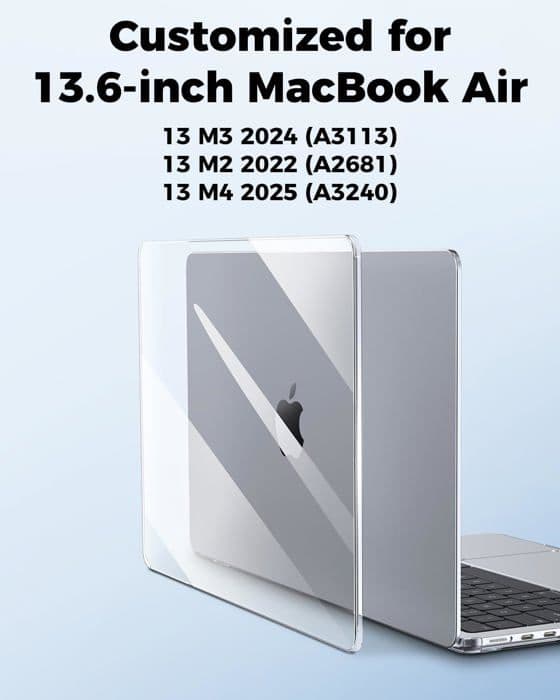Hårdt etui til MacBook Air M2 M3 M4 13,6 tommer, gennemsigtig skridsikker-FF-