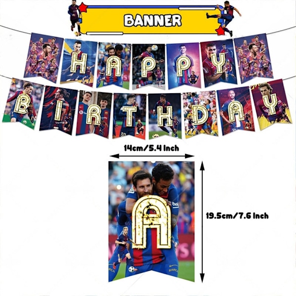 Fotboll Barcelona Tema Ballonger Grattis På Födelsedagen Banderoller Födelsedagsfest Dekoration Set