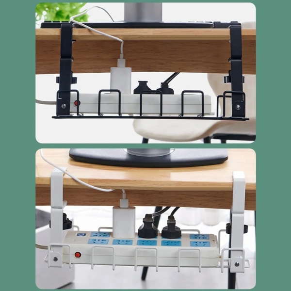 Kabelkanalbord, kabelhåndtering, arrangør, uten behov Kabelkorg, Ultrastabil kabelholder for skrivebordskabelhåndtering (vit)
