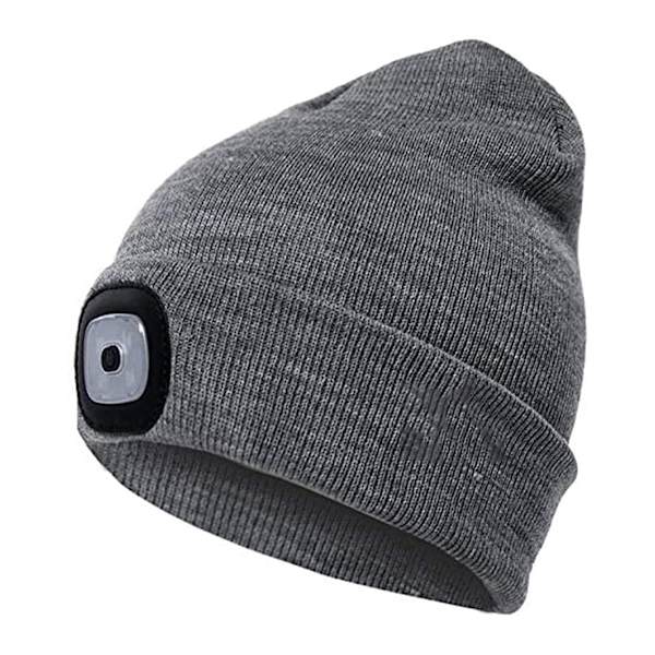Strikket lue med LED-lys for jogging og turer Ash