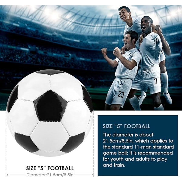 Fotballtreningsballer, størrelse 5 Svart og hvit fotball, innendørs og utendørs