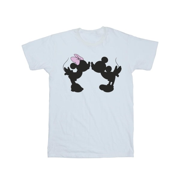 Disney Ladies/Ladies Mickey Minnie Kiss Silhouette Cotton Boyfr White 5XL