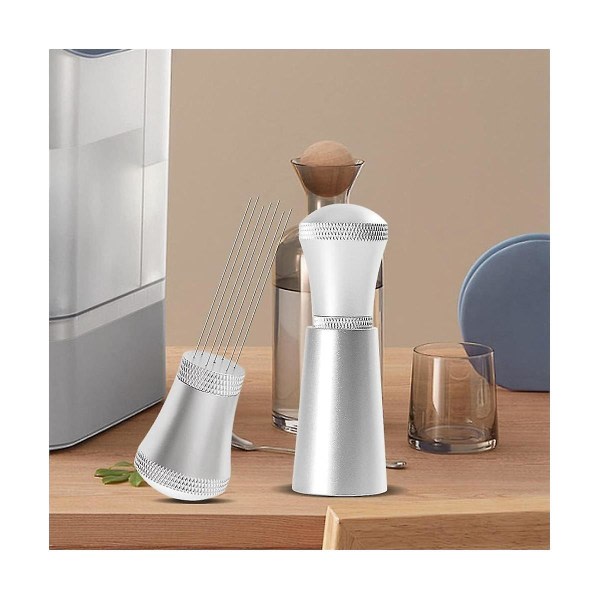 Legert kaffedispenser med stativ 0,3 mm tykt rustfritt stål 7 pinner verktøy Espresso distribusjon svart