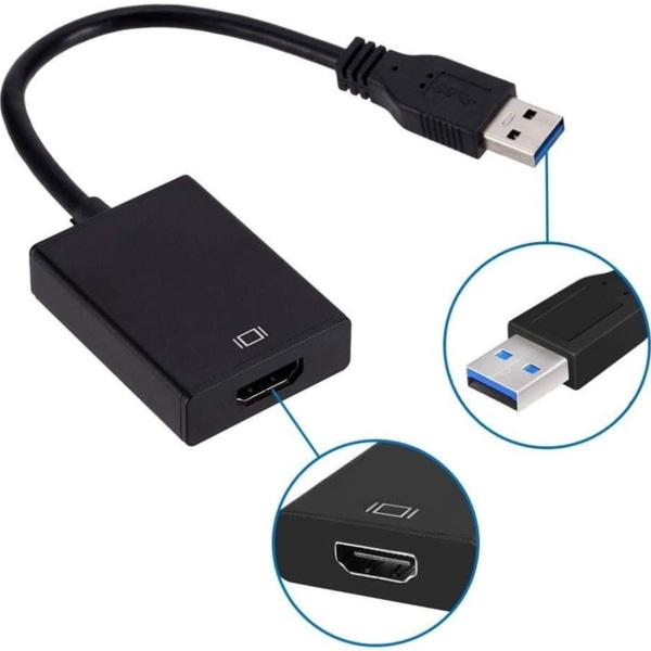 USB til HDMI-adapter: USB 3.0/2.0 til HDMI-omvandlare