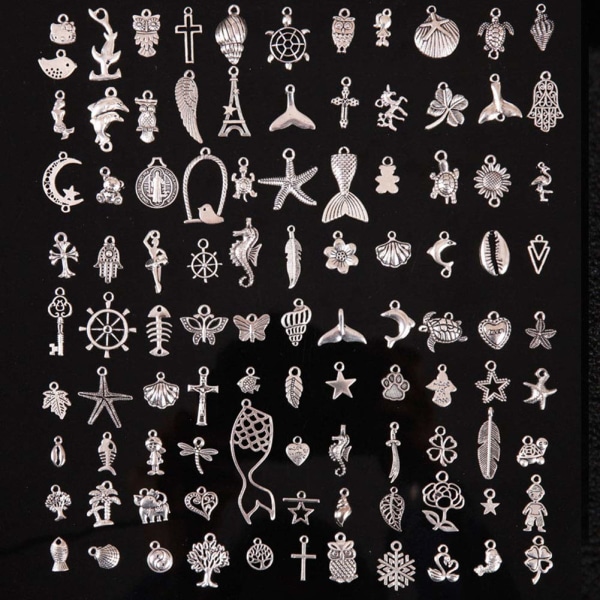 Retro tibetanska hängen blandade silverlegerade berlockhängen