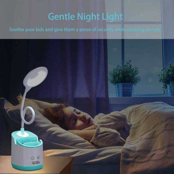 Lasten pöytälamppu pienellä yövalolla LED- USB ladattavalla