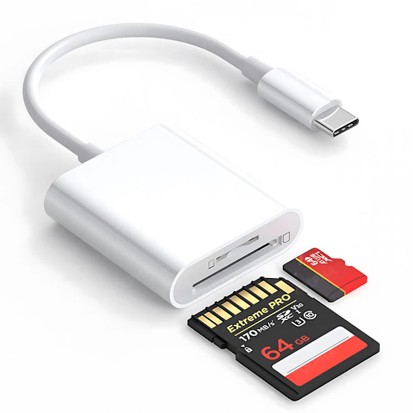 6-i-1 Minneskortläsare, Typ C-adapter, TF SD, USB C, Macbook Huawei Samsung Xiaomi OTG-förstärkare är Compact Flash 2 in 1