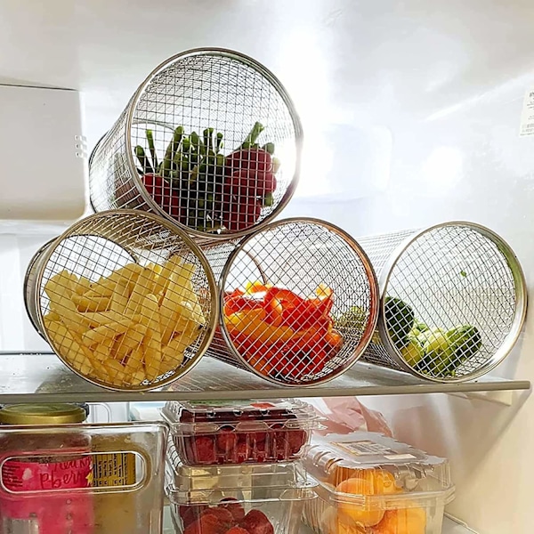 2-pack Grillkorg i rostfritt stål, 2 krokar och 2 gafflar. Rullgrill-XF5-