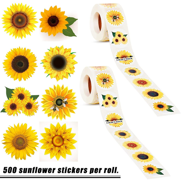 1000 kpl 1" auringonkukkatarrat, kesäiset auringonkukkatarrat, joissa 8