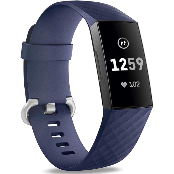 Vattentätt ur Fitness Sportband Armbånd kompatibel med Fitbit Charge 4 / Fitbit Charge 3 Se- Multi Color Midnight Blue Midnight Blue Large