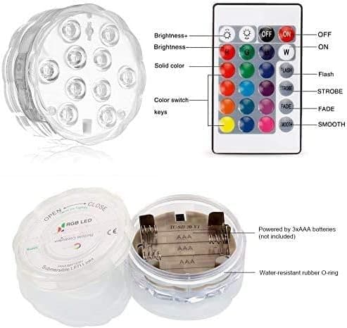 Set med 2 nedsänkbara LED-poollampor för akvarium, jacuzzi, damm