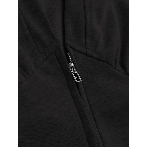 Kvinner Halv Glidelås Korsett Beskåret Genser Hoodie Solid Dyp Svart XL Black