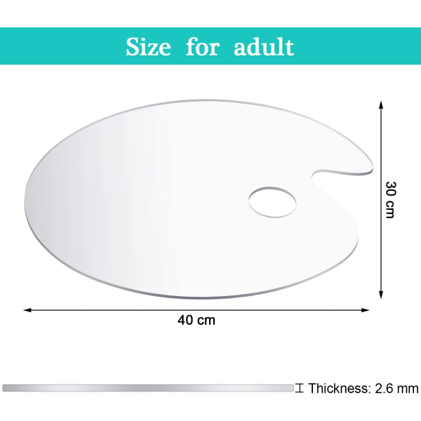 Klar fargepalett Oval-formet maleripalett (40 x 30 cm)