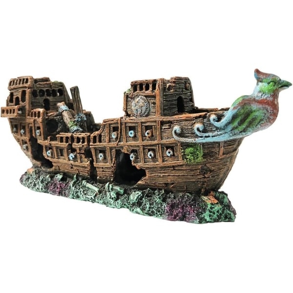 Pirate Ship Wreck Fish Tank Decoration Resin Eco-Friendly Fish