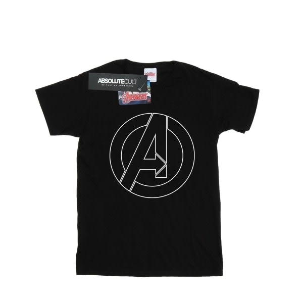 Marvel Girls Avengers Assemble A Logo Outline T-shirt i bomuld 7- Sort 7-8 år
