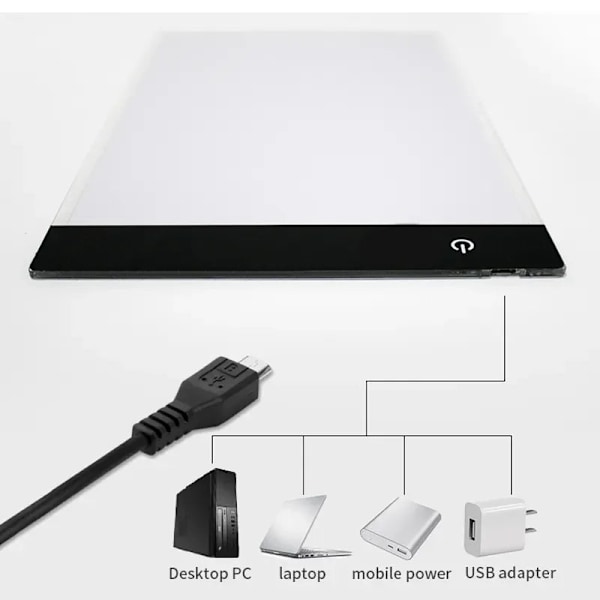 LED Tegneplade A5/A4/A3 med 3 Lysstyrker lysbord/lys plade-XF2- A4