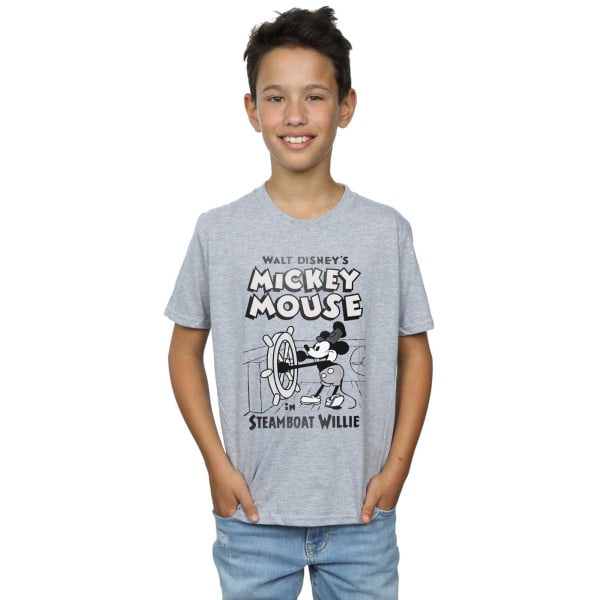 Disney Boys Mickey Mouse Steamboat Willie T-shirt 7-8 år Spo Sports Grey 7-8 år