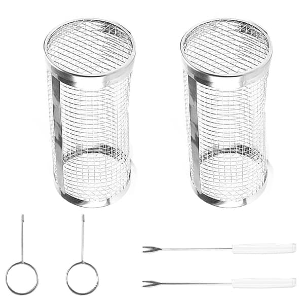 Rullende grillkurv til udendørs grill, 2 stk. grillnet i rustfrit stål, grillnet-tilbehør, grillnet-rørgrillkurv-XF25-