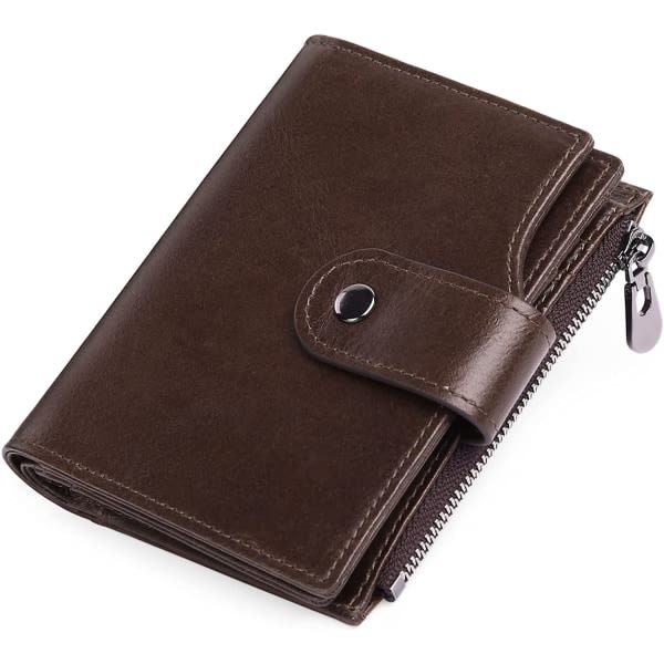 Brun - RFID-blokkerende lommebok i ekte skinn for menn