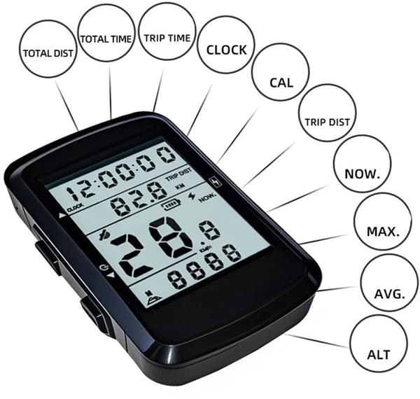 Sykkelcomputer speedometer trådløs GPS kilometerteller 2,4 tommer med LED-belysning