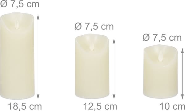 LED-ljus, set om 3, timer, rörlig flimrande låga, batteridriven