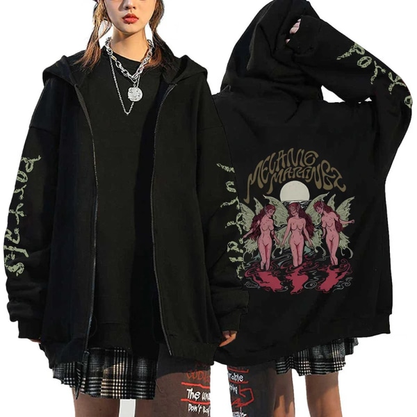 Melanie Martinez Portals Hettegensere Tecknad Dragkedja Sweatshirts Hip Hop Streetwear Kappor Män Kvinna Oversized Jackor Y2K Kläder Black13