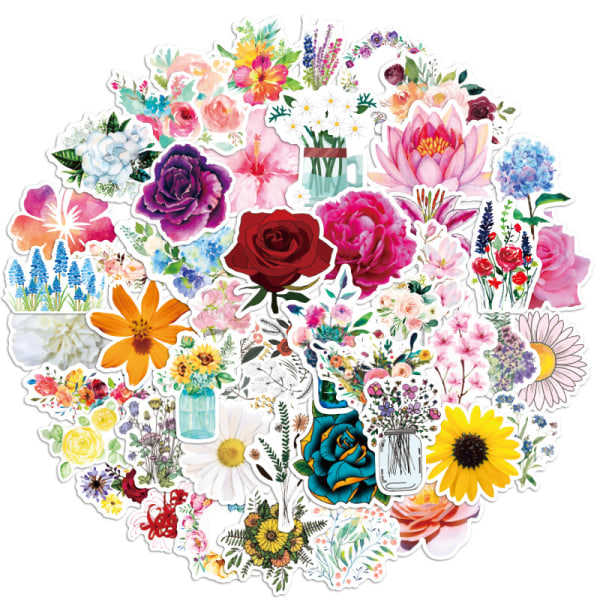 Pack med Klistermærken - Blomster multifarve