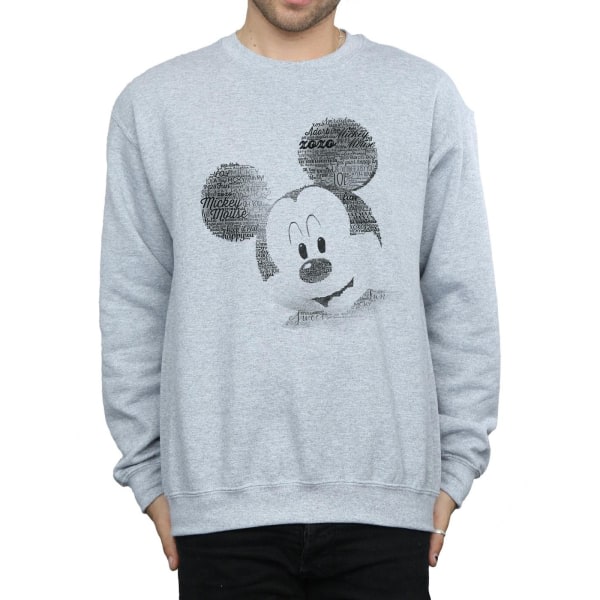 Disney Musse Pigg för män Text Face Sweatshirt 3XL Sports Grey 3XL