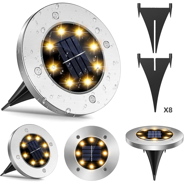 Solar Powered Outdoor Solar Garden, 4 kpl 8 LED aurinkoenergiaa ulkona