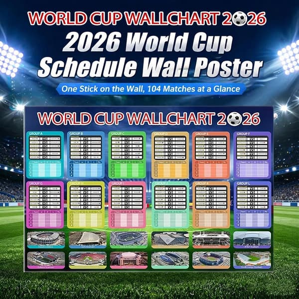 VM 2026 World Cup Schedule Poster (with self-adhesive backing)-FF- 2