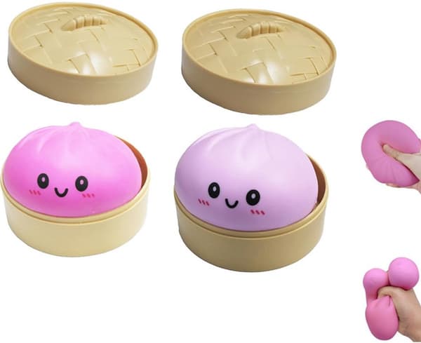 Squishy Dumpling Stressball 2 Stykker Gigantisk Fidget-leke for Voksne Barn Rosa Lilla