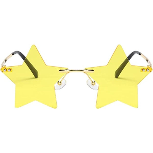 Star-aurinkolasit naisille Pentagram läpinäkyvät lasit keltainen