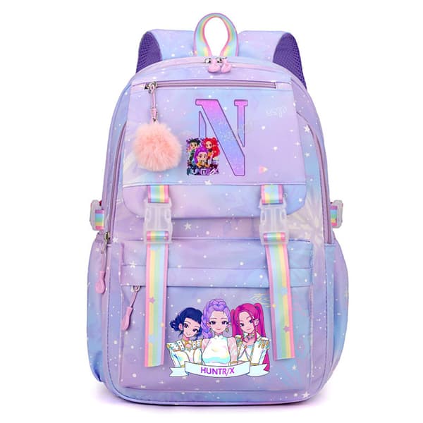 KPop Demon Hunters Backpack with Printed Letter, Casual Large Capacity Backpack S-FF- S 44*30*22cm